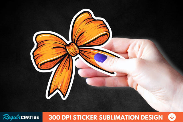 Orange Bow Sticker Clipart Sublimation Regulrcrative 