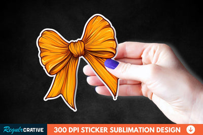 Orange Bow Sticker Clipart Sublimation Regulrcrative 