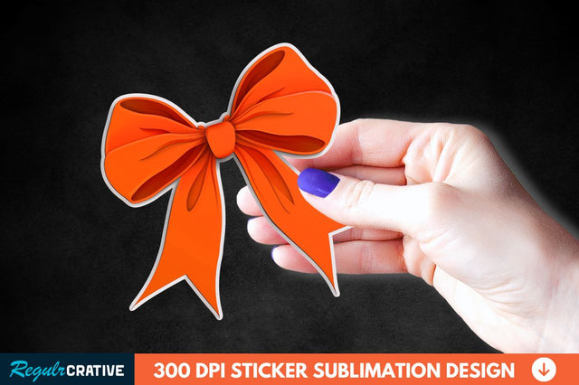 Orange Bow Sticker Clipart Sublimation Regulrcrative 