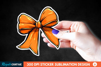Orange Bow Sticker Clipart Sublimation Regulrcrative 