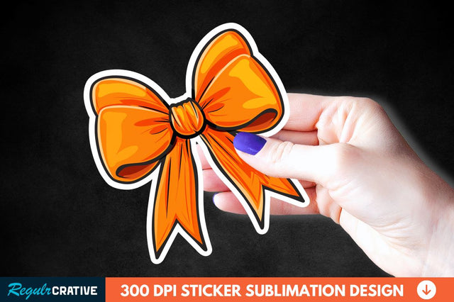 Orange Bow Sticker Clipart Sublimation Regulrcrative 