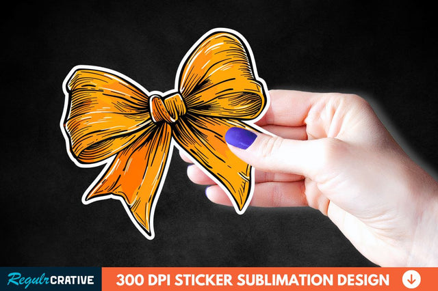 Orange Bow Sticker Clipart Sublimation Regulrcrative 
