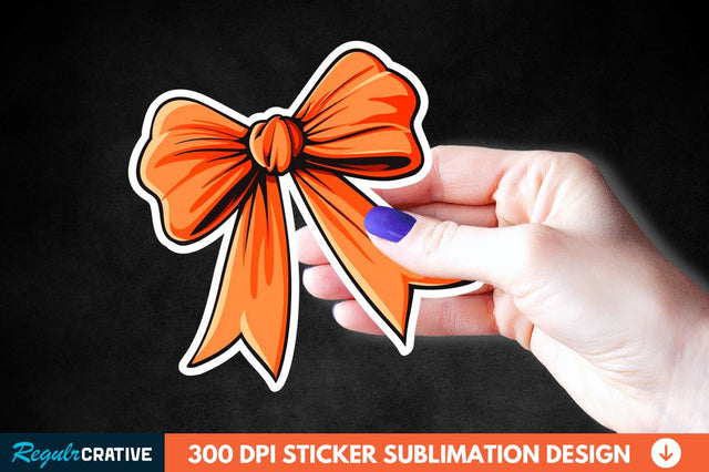 Orange Bow Sticker Clipart Sublimation Regulrcrative 