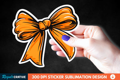 Orange Bow Sticker Clipart Sublimation Regulrcrative 