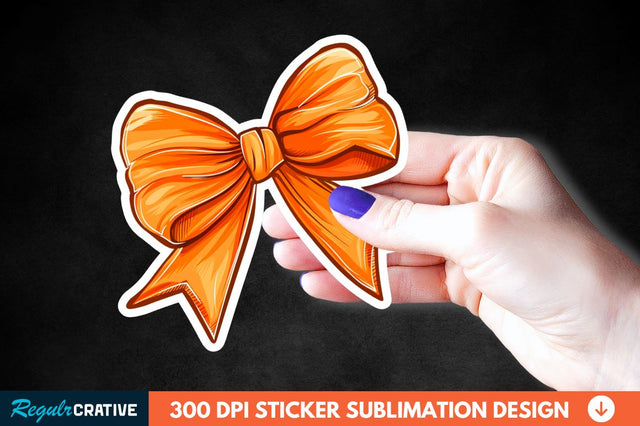 Orange Bow Sticker Clipart Sublimation Regulrcrative 