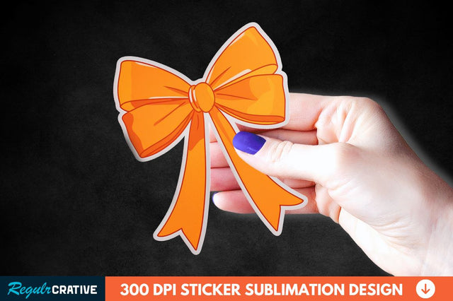 Orange Bow Sticker Clipart Sublimation Regulrcrative 