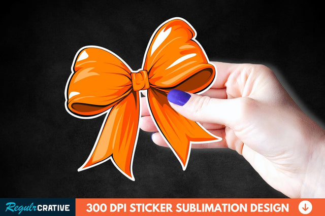 Orange Bow Sticker Clipart Sublimation Regulrcrative 