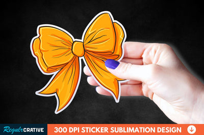 Orange Bow Sticker Clipart Sublimation Regulrcrative 