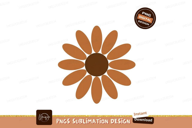Orange brown flower simple graphic petals center Sublimation Designangry 