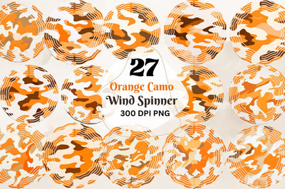 Orange Camo Wind Spinner Sublimation Designs Bundle Sublimation Regulrcrative 