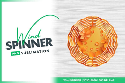 Orange floral arrangement elegant background wind spinner round png Sublimation Regulrcrative 