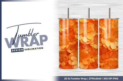 Orange floral background tumbler png design element Sublimation Regulrcrative 