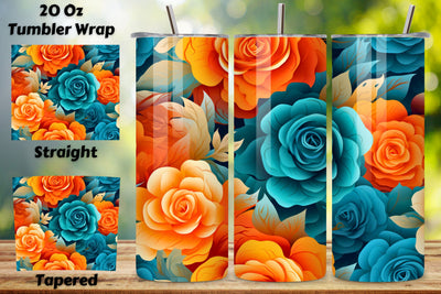 Orange Floral Mirage Tumbler Wrap | Sublimation PNG design Sublimation FloridPrintables 