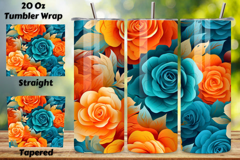 Orange Floral Mirage Tumbler Wrap | Sublimation PNG design Sublimation FloridPrintables 