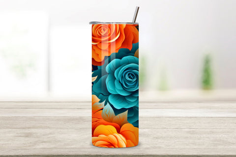 Orange Floral Mirage Tumbler Wrap | Sublimation PNG design Sublimation FloridPrintables 