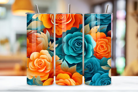 Orange Floral Mirage Tumbler Wrap | Sublimation PNG design Sublimation FloridPrintables 
