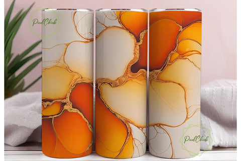 Orange Fluid Art 20oz Tumbler Wrap Sublimation PixelChick 