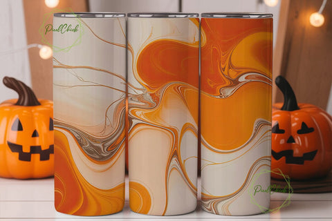 Orange Fluid Art 20oz Tumbler Wrap Sublimation PixelChick 