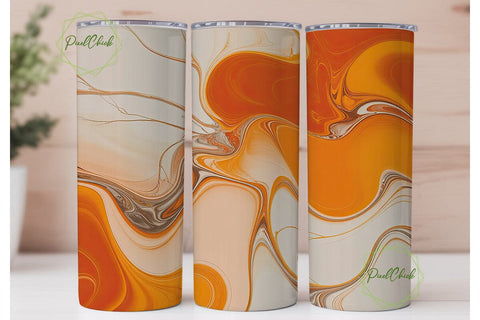 Orange Fluid Art 20oz Tumbler Wrap Sublimation PixelChick 