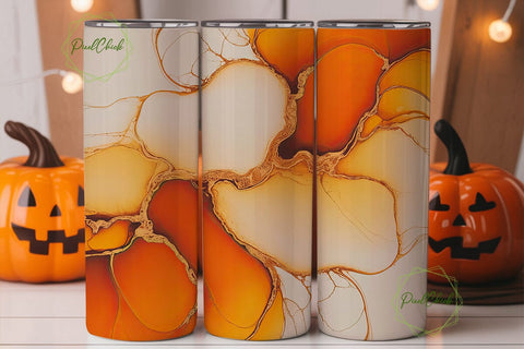 Orange Fluid Art 20oz Tumbler Wrap Sublimation PixelChick 