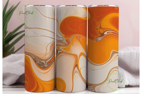 Orange Fluid Art 20oz Tumbler Wrap Sublimation PixelChick 