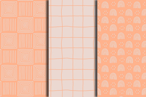 Orange Geometric Seamless Patterns Digital Pattern Rin Green 