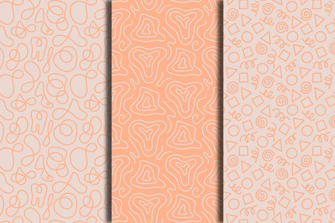 Orange Geometric Seamless Patterns Digital Pattern Rin Green 