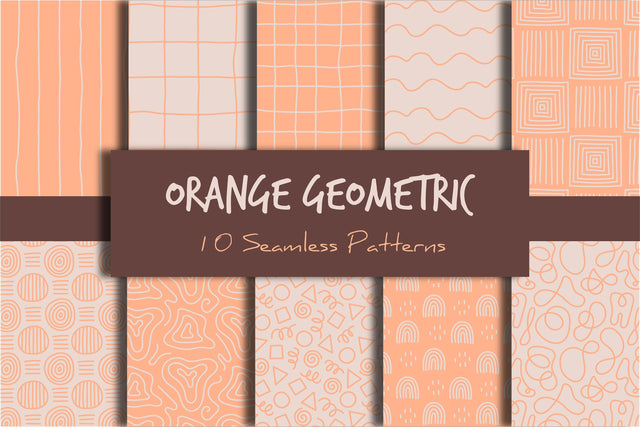 Orange Geometric Seamless Patterns Digital Pattern Rin Green 