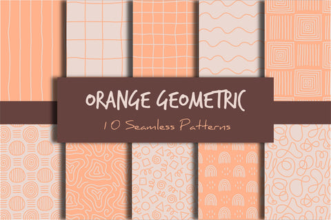 Orange Geometric Seamless Patterns Digital Pattern Rin Green 