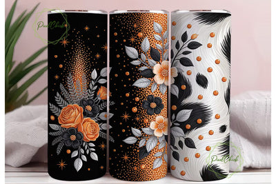 Orange Glam Cow Print 20oz Tumbler Wrap Sublimation PixelChick 