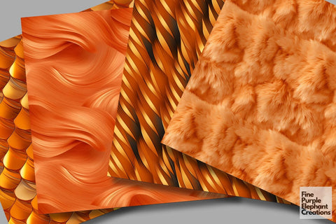 Orange Glam Digital Paper | Luxury Glitter Art Deco Digital Pattern Fine Purple Elephant Creations 