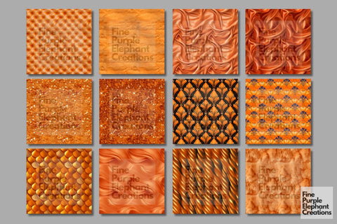 Orange Glam Digital Paper | Luxury Glitter Art Deco Digital Pattern Fine Purple Elephant Creations 
