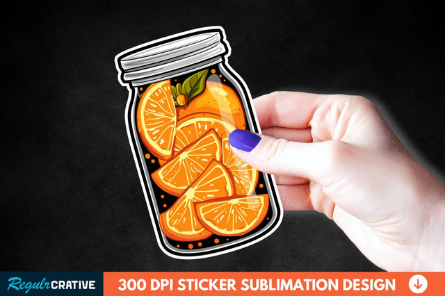 Orange In Jar Sticker Clipart Sublimation Regulrcrative 