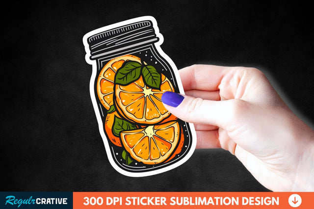 Orange In Jar Sticker Clipart Sublimation Regulrcrative 