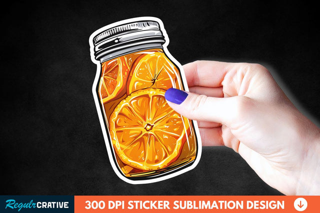 Orange In Jar Sticker Clipart Sublimation Regulrcrative 