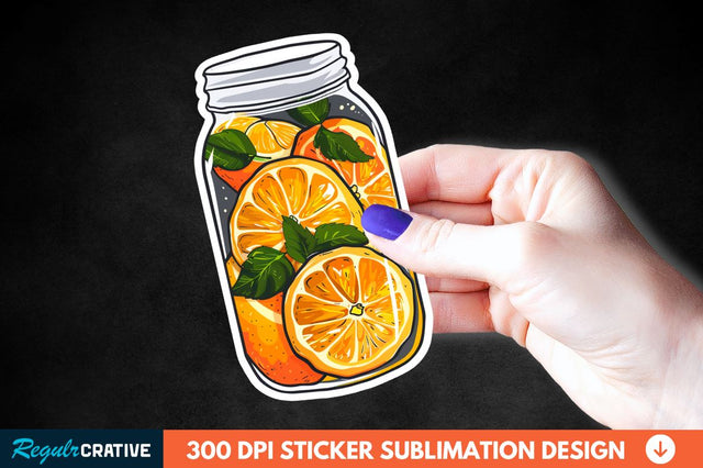 Orange In Jar Sticker Clipart Sublimation Regulrcrative 
