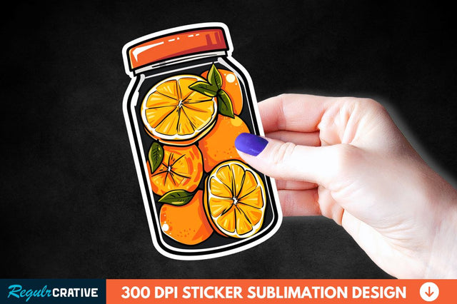 Orange In Jar Sticker Clipart Sublimation Regulrcrative 