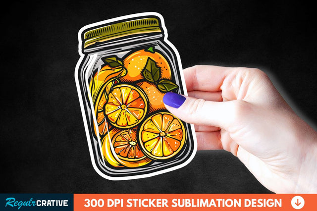 Orange In Jar Sticker Clipart Sublimation Regulrcrative 
