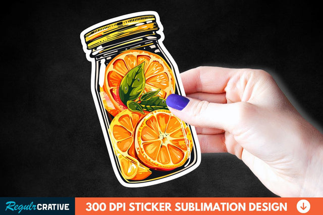 Orange In Jar Sticker Clipart Sublimation Regulrcrative 