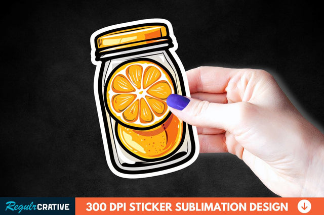 Orange In Jar Sticker Clipart Sublimation Regulrcrative 