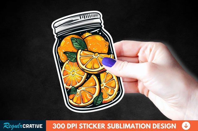 Orange In Jar Sticker Clipart Sublimation Regulrcrative 
