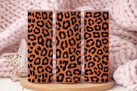Orange Leopard Print 20oz Tumbler Wrap Sublimation DesignSVG 