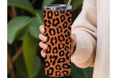 Orange Leopard Print 20oz Tumbler Wrap Sublimation DesignSVG 