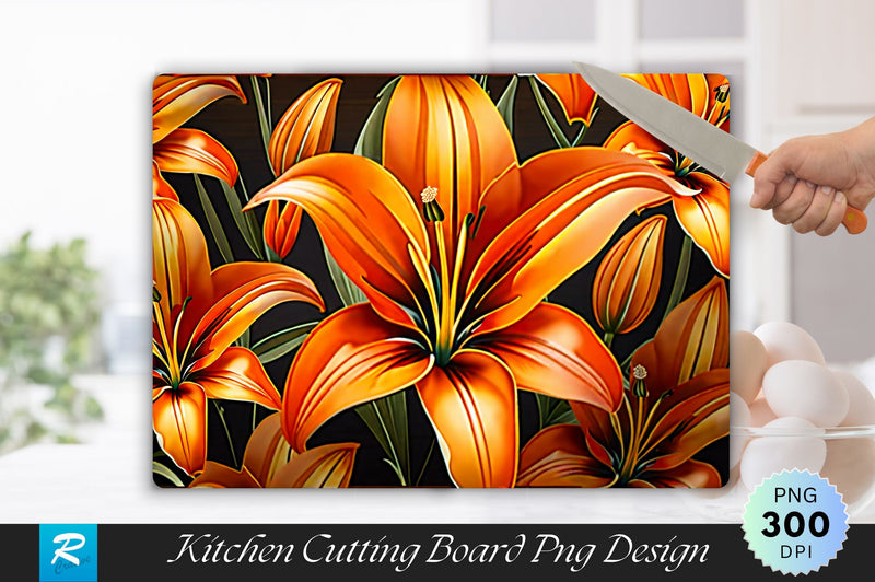 Orange Lily Flower Cutting Board Sublimation Regulrcrative 