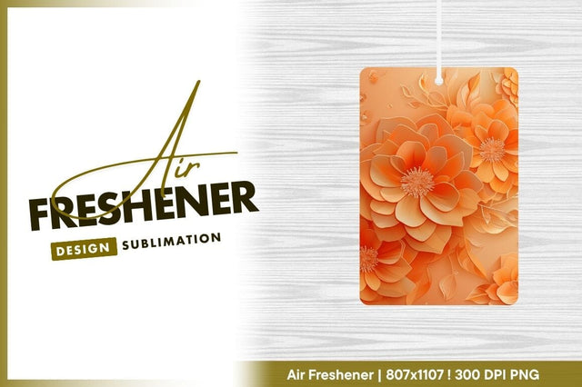 Orange Paper Flowers with Leaves and Water Droplets on Peach Background Sublimation Regulrcrative 