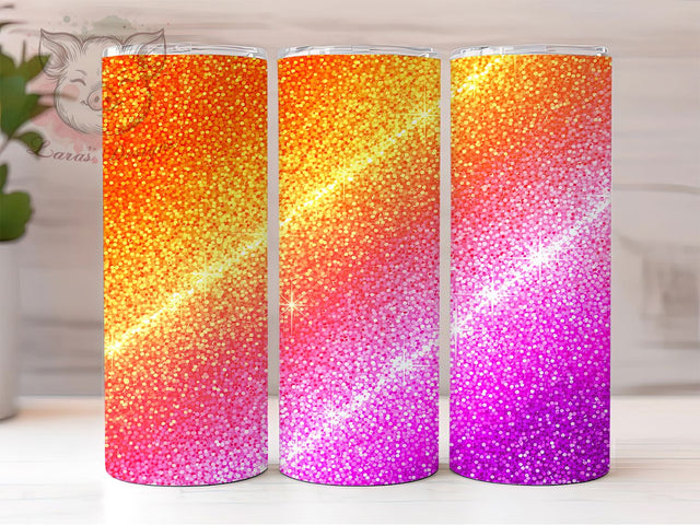 Orange Pink Chunky Glitter Tumbler, Pink Glitter, Chunky Glitter, Sparkly Tumbler, Glitter Wrap, Glitter Sublimation, Colorful Tumbler Design Sublimation Lara' s Designs 