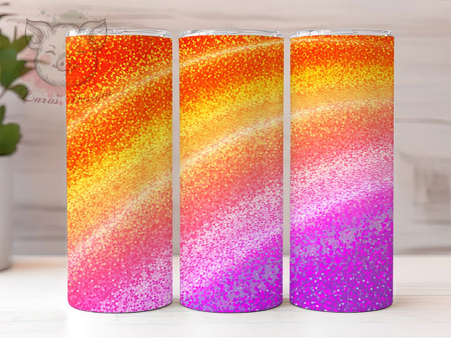 Orange Pink Chunky Glitter Tumbler, Pink Glitter, Chunky Glitter, Sparkly Tumbler, Glitter Wrap, Glitter Sublimation, Colorful Tumbler Design Sublimation Lara' s Designs 