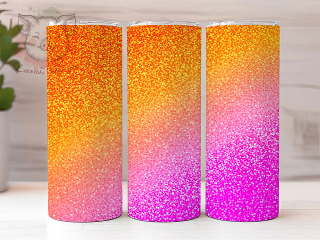 Orange Pink Chunky Glitter Tumbler, Pink Glitter, Chunky Glitter, Sparkly Tumbler, Glitter Wrap, Glitter Sublimation, Colorful Tumbler Design Sublimation Lara' s Designs 