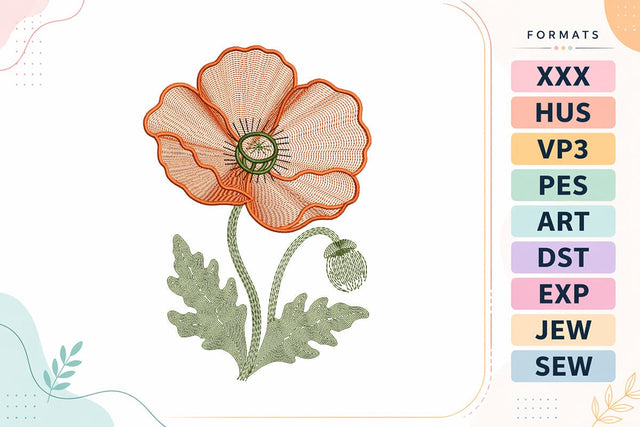 Orange Ripple Poppy Embroidery Design Embroidery/Applique DESIGNS sg embroidery 