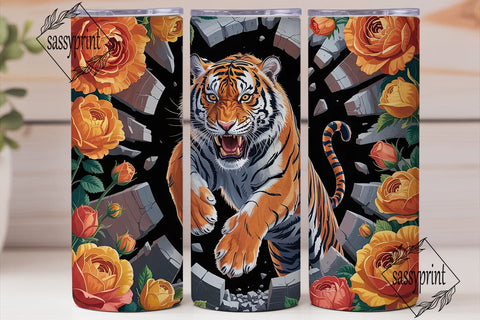 Orange Rose Tiger 20oz Tumbler Wrap Sublimation sassyprint 